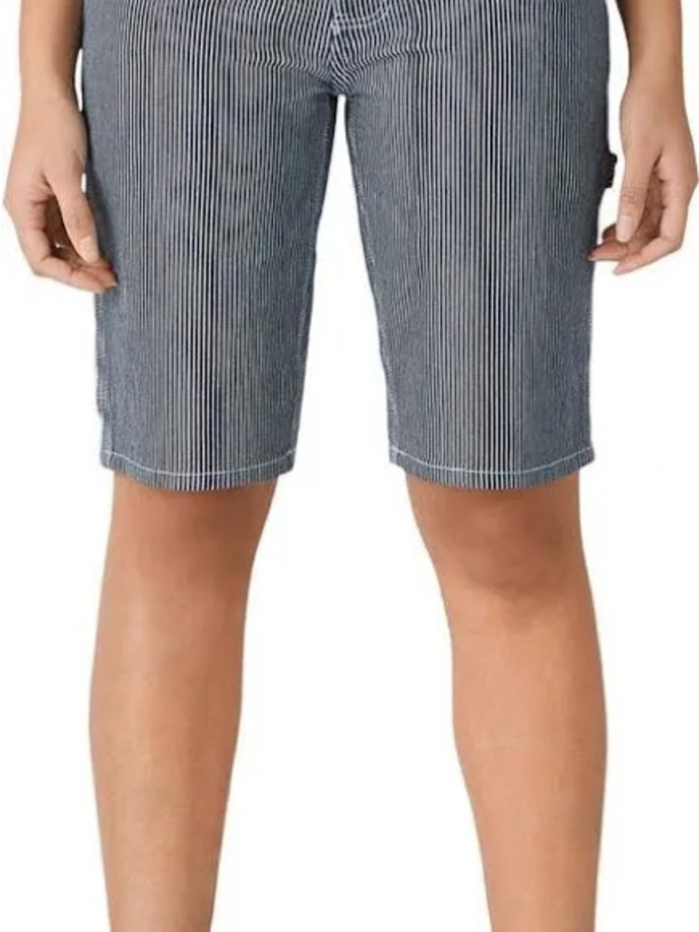 Dickies Women's Navy and White Pinstripe Bermuda Shorts